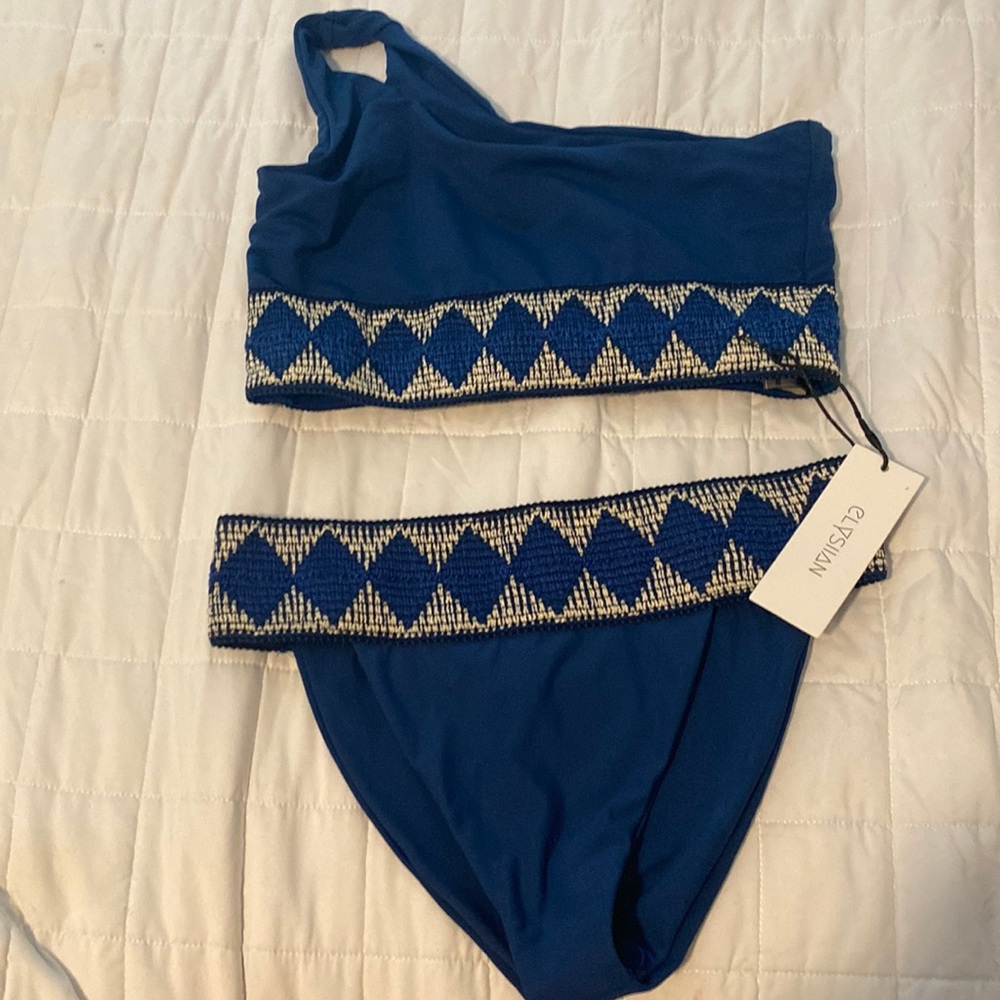 Elysiian blue one shoulder bikini